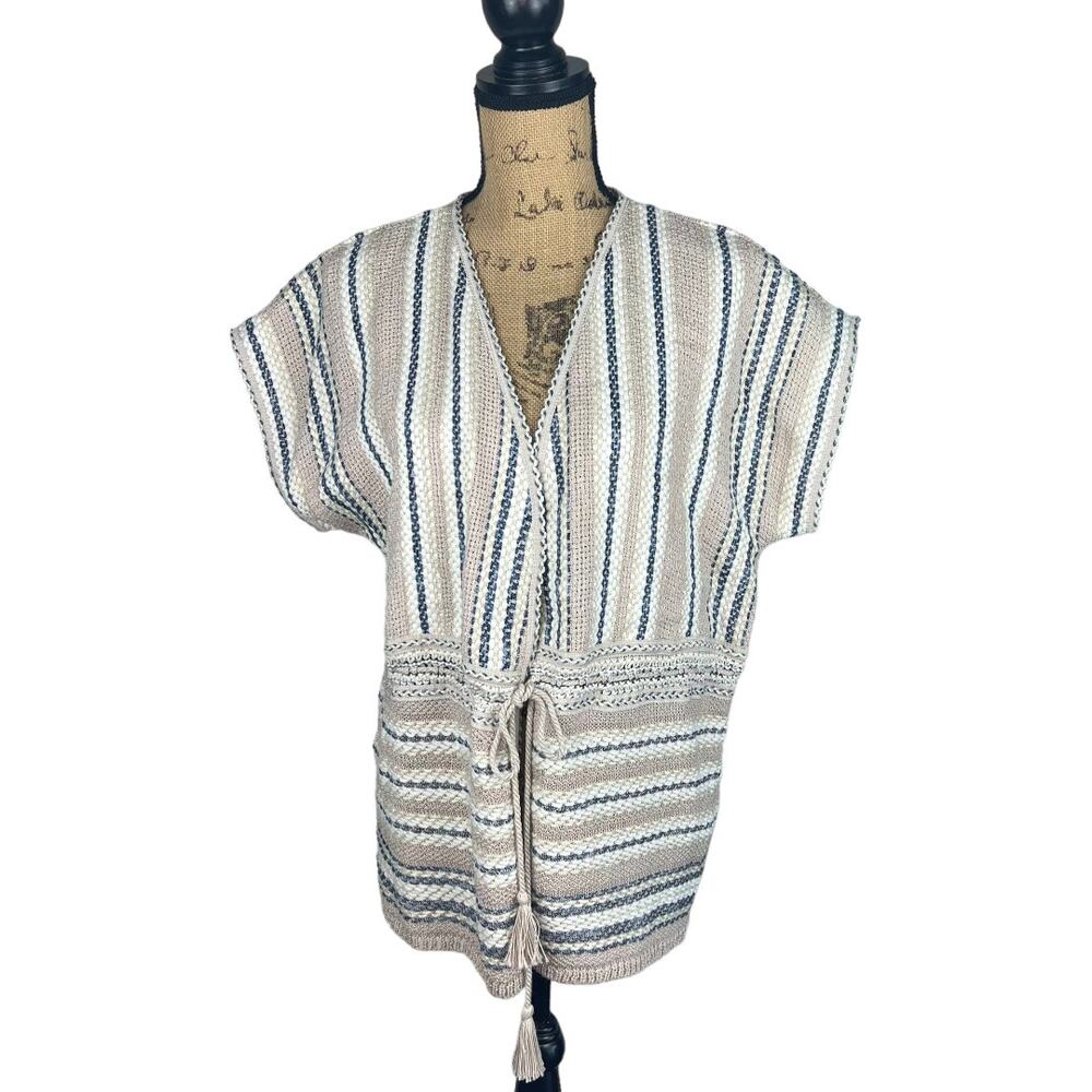 Chicos Tie Front /short Sleeve Cardigan Size 2